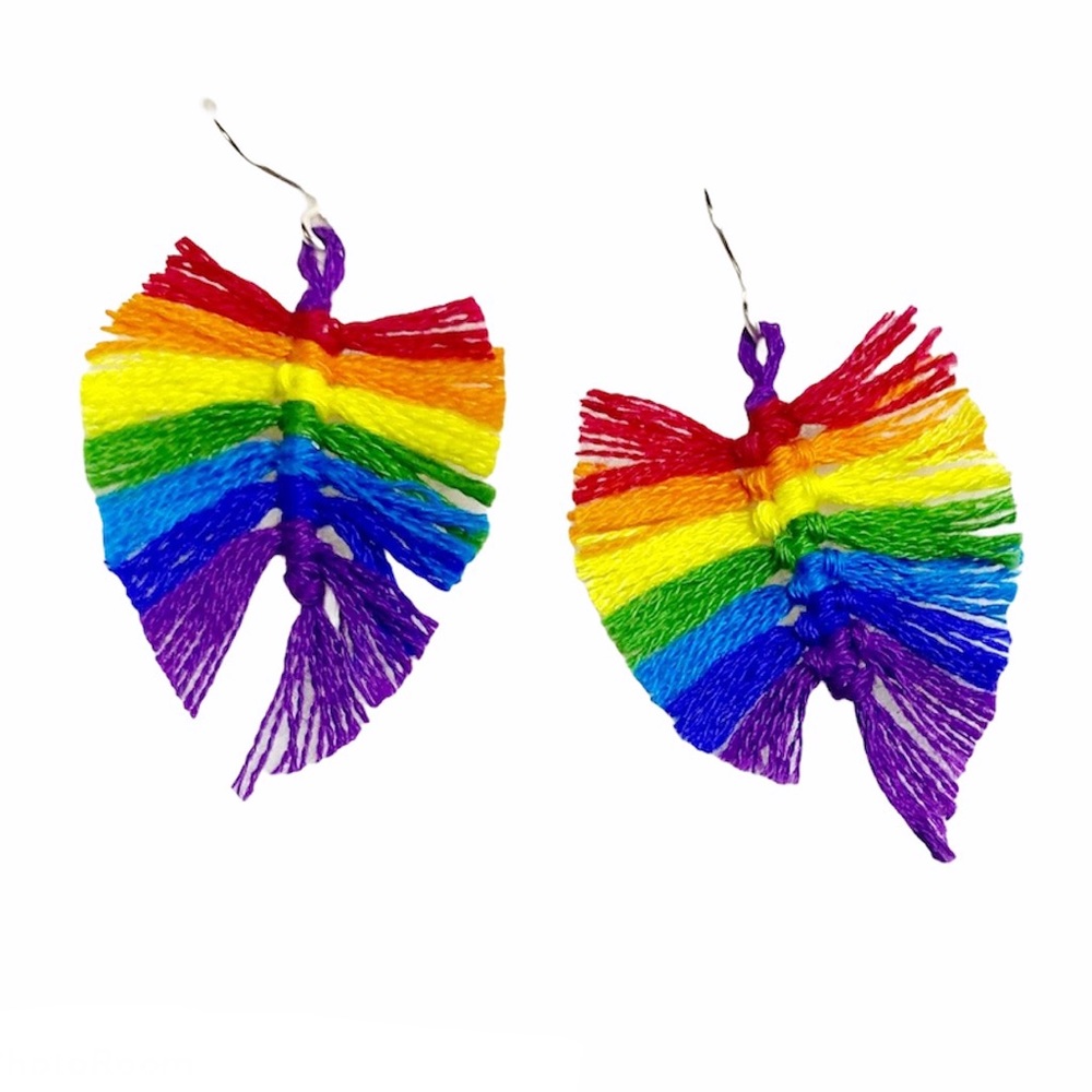 ShanRiLa Handmade Rainbow Feather Earrings